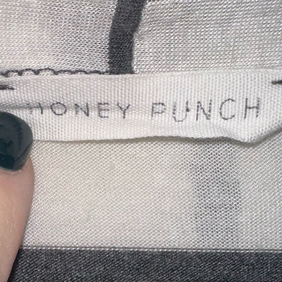 Honey Punch Striped Open Front Cardigan Elbow Patch Large - Picture 4 of 7